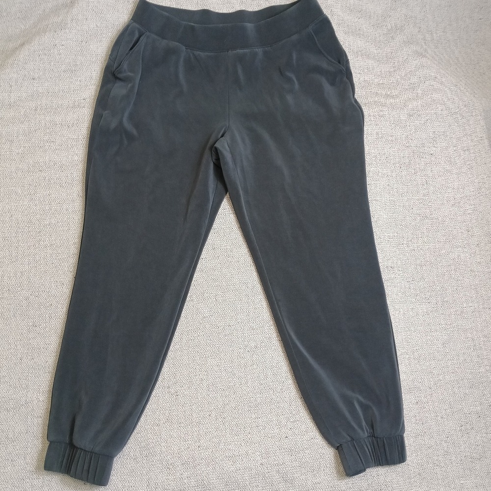 Lands' End Joggers Women M 10-12 Gray Excellent Velour Modal Blend Pants
